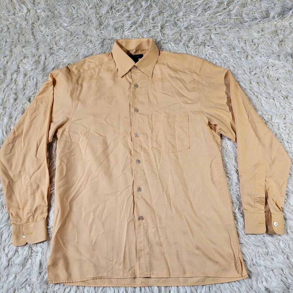 Ermenegildo Zegna Shirt Mens Medium Orange Long Sleeve Button Down - ROMANIA